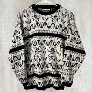 Bramble Lane Colorful Fair Isle Chunky Knit Sweater Medium Multi Vintage 90s